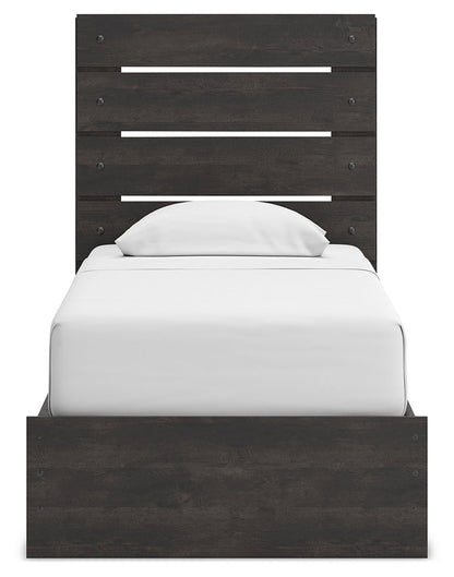 Hollivern Twin Panel Storage Bed with Mirrored Dresser and Nightstand in Dark Gray from Ashley - Luna Furniture
