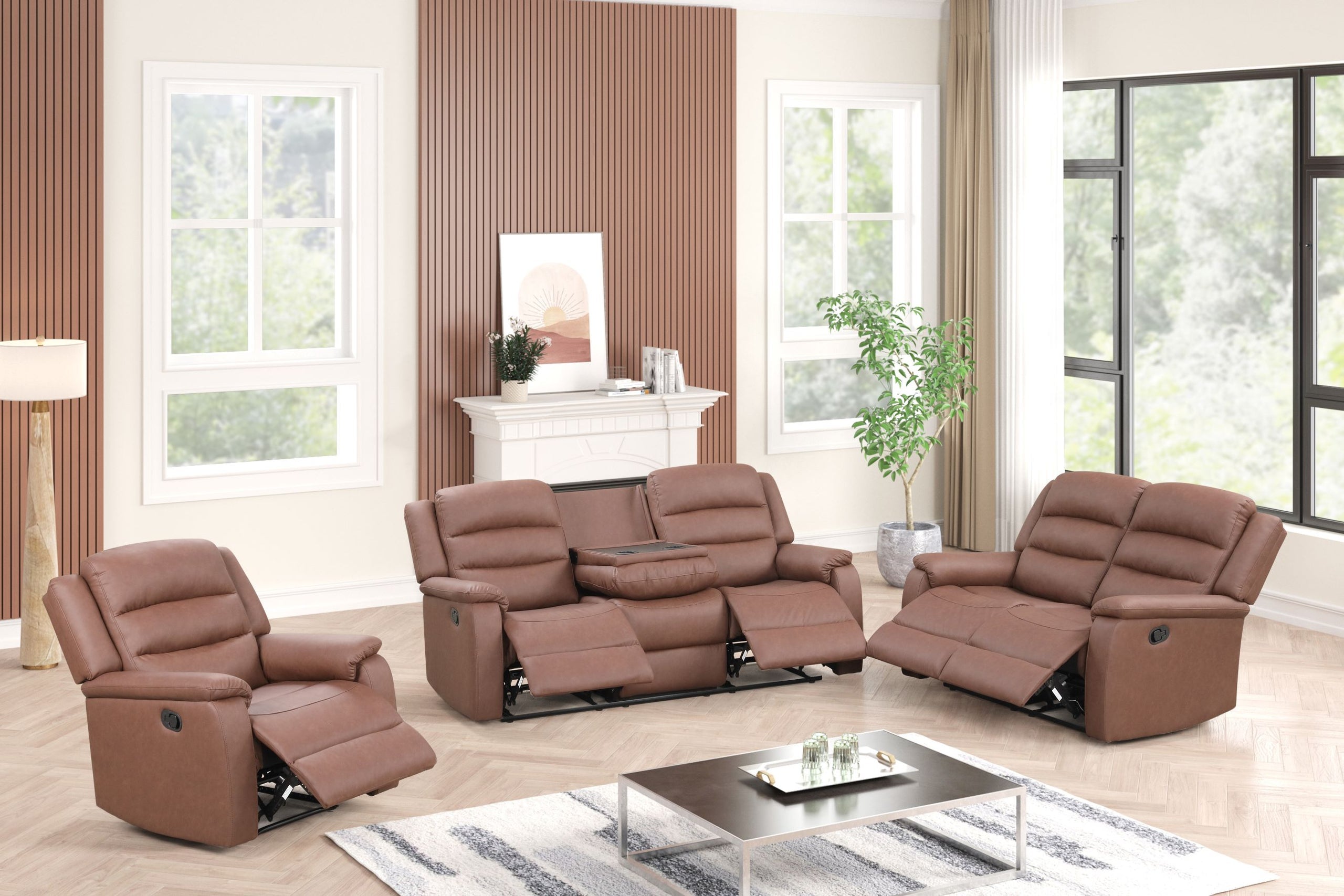 Hope Brown 3PC Reclining Set - HOPE Brown 3PC