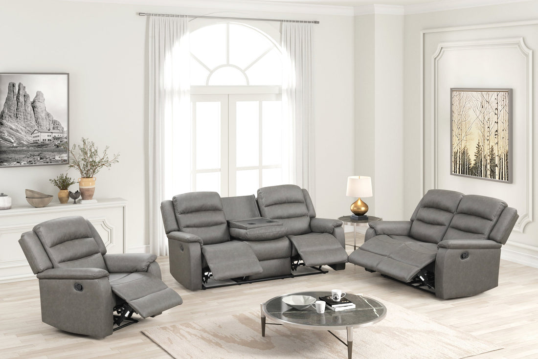 Hope Gray 3PC Reclining Set - HOPE GRAY 3PC
