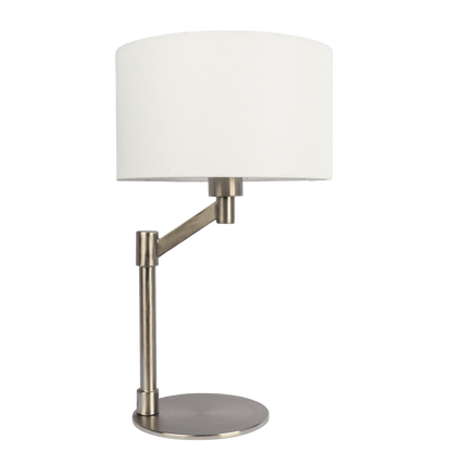 Horizon Brushed Nickel Table Lamp with On/Off Switch Curved Metal Base Linen Shade - WLL03700201