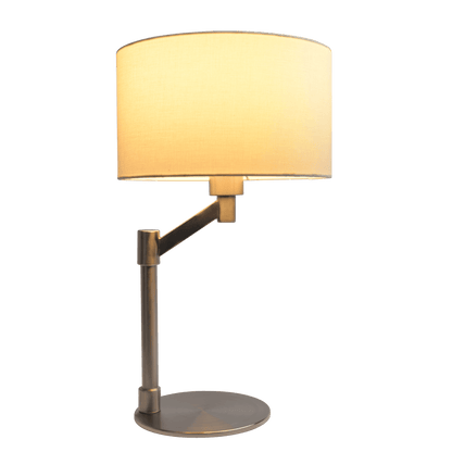 Horizon Brushed Nickel Table Lamp with On/Off Switch Curved Metal Base Linen Shade - WLL03700201