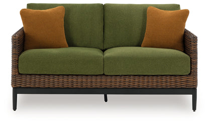 Horizon Hall Brown/Green Outdoor Loveseat with Cushion - P572-835