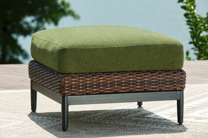Horizon Hall Brown/Green Outdoor Ottoman with Cushion - P572-814