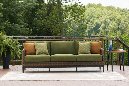 Horizon Hall Brown/Green Outdoor Sofa with Cushion - P572-838