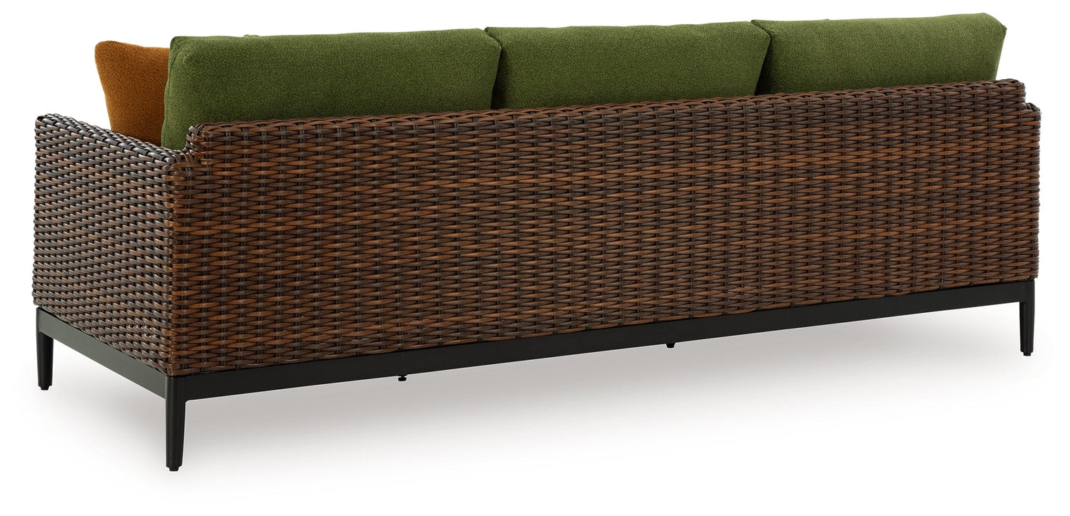Horizon Hall Outdoor Sofa and 2 Chairs with Coffee Table in Brown/Green from Ashley - Luna Furniture