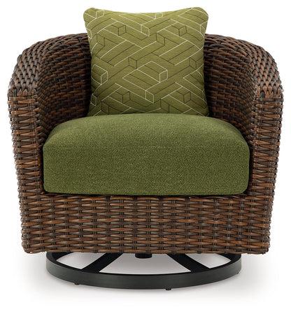 Horizon Hall Outdoor Sofa and 2 Chairs with Coffee Table in Brown/Green from Ashley - Luna Furniture