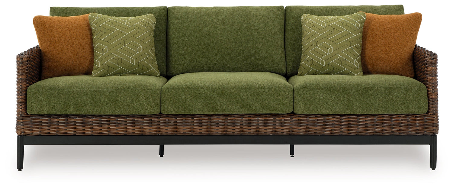 Horizon Hall Outdoor Sofa and 2 Chairs with Coffee Table in Brown/Green from Ashley - Luna Furniture
