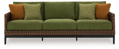 Horizon Hall Outdoor Sofa and 2 Chairs with Coffee Table in Brown/Green from Ashley - Luna Furniture