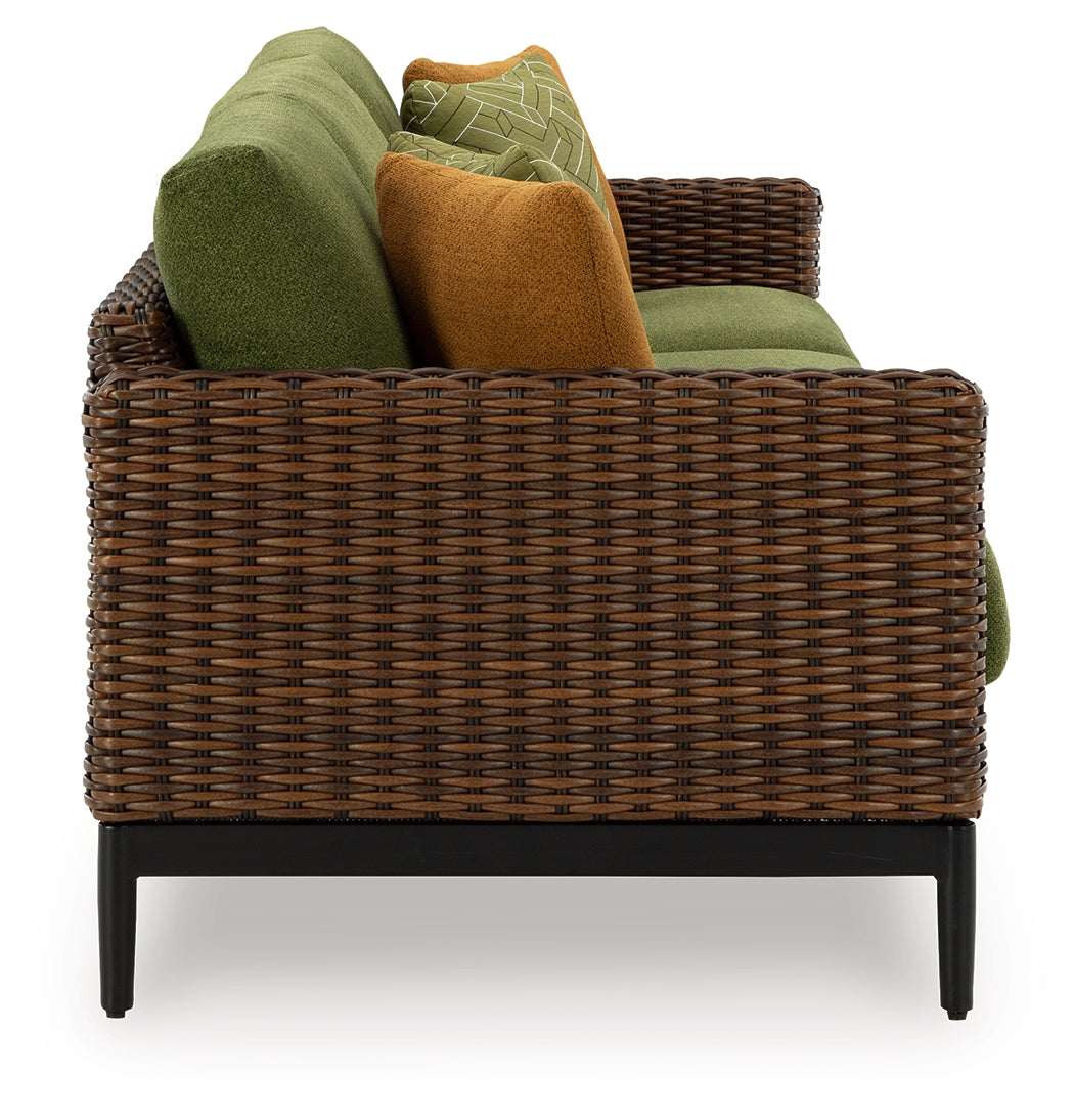 Horizon Hall Outdoor Sofa and Loveseat in Brown/Green from Ashley - Luna Furniture