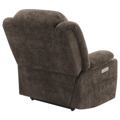 Houston Upholstered Power Lift Recliner Chair Dark Brown - 603233P