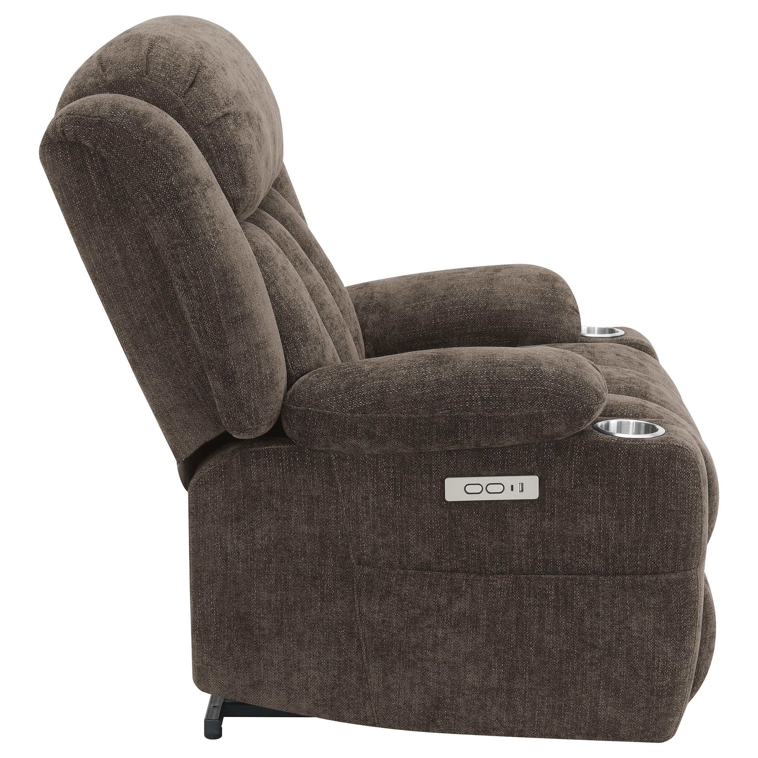 Houston Upholstered Power Lift Recliner Chair Dark Brown - 603233P