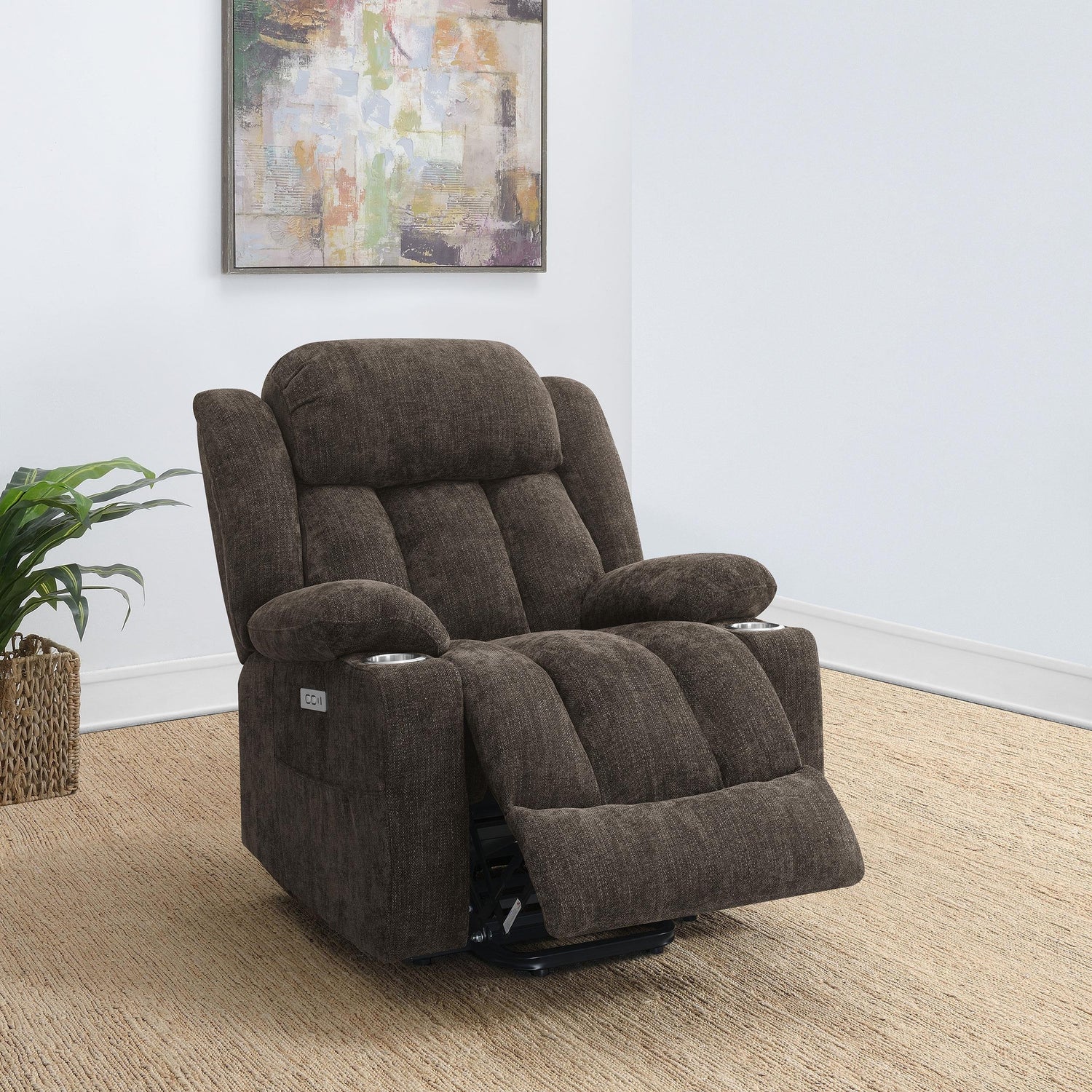 Houston Upholstered Power Lift Recliner Chair Dark Brown - 603233P