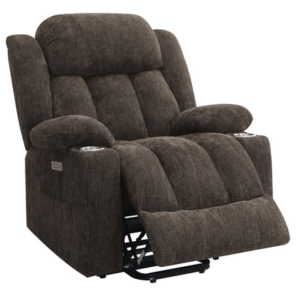 Houston Upholstered Power Lift Recliner Chair Dark Brown - 603233P
