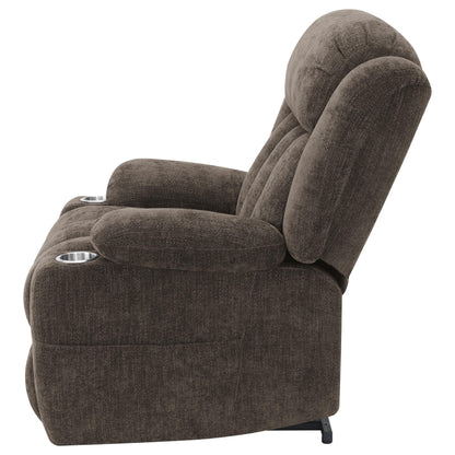 Houston Upholstered Power Lift Recliner Chair Dark Brown - 603233P