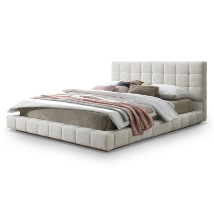 Hudson Ivory Boucle Queen Bed - BED00500701