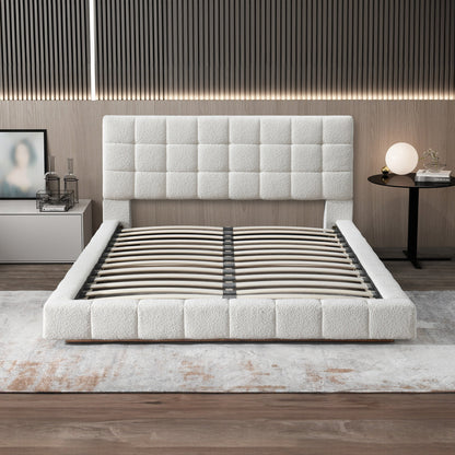 Hudson Ivory Boucle Queen Bed - BED00500701