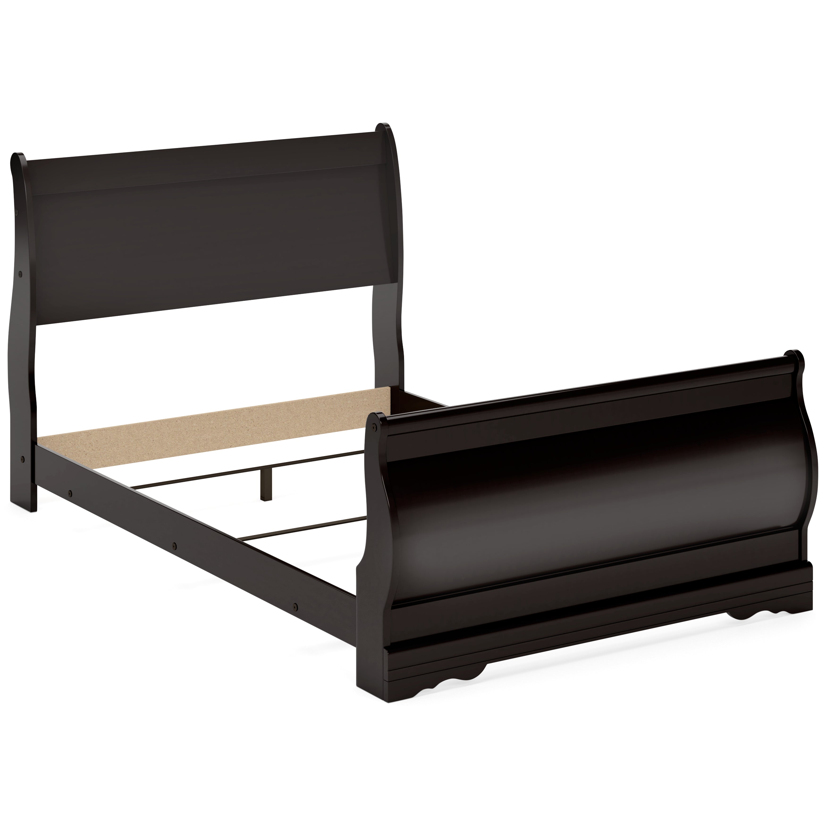 Huey Vineyard Black Full Sleigh Bed, Chest and 2 Nightstands - B128B47