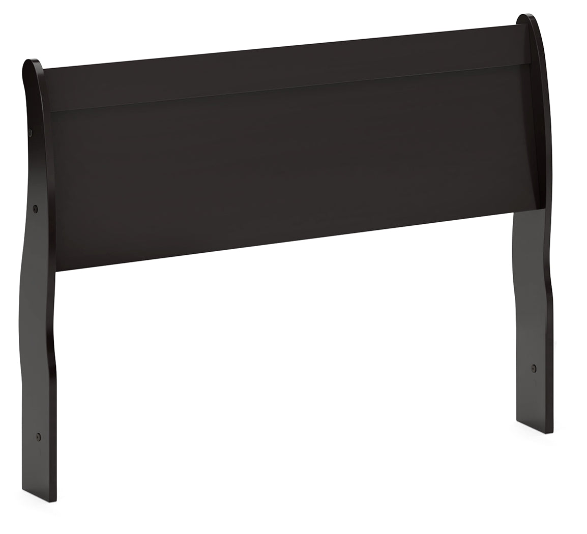 Huey Vineyard Black Queen Sleigh Headboard, Dresser, Mirror and Nightstand - B128B38