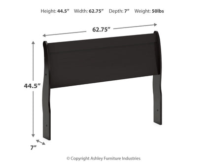 Huey Vineyard Black Queen Sleigh Headboard, Dresser, Mirror and Nightstand - B128B38