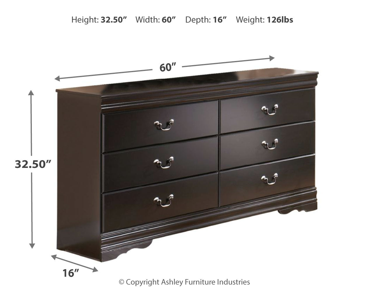 Huey Vineyard Queen Sleigh Bed, Dresser and Chest - B128B52