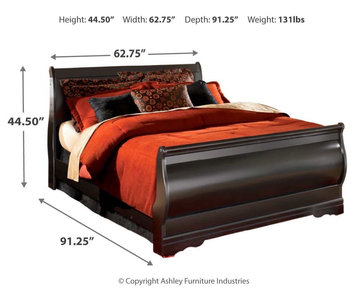 Huey Vineyard Queen Sleigh Bed, Dresser and Chest - B128B52