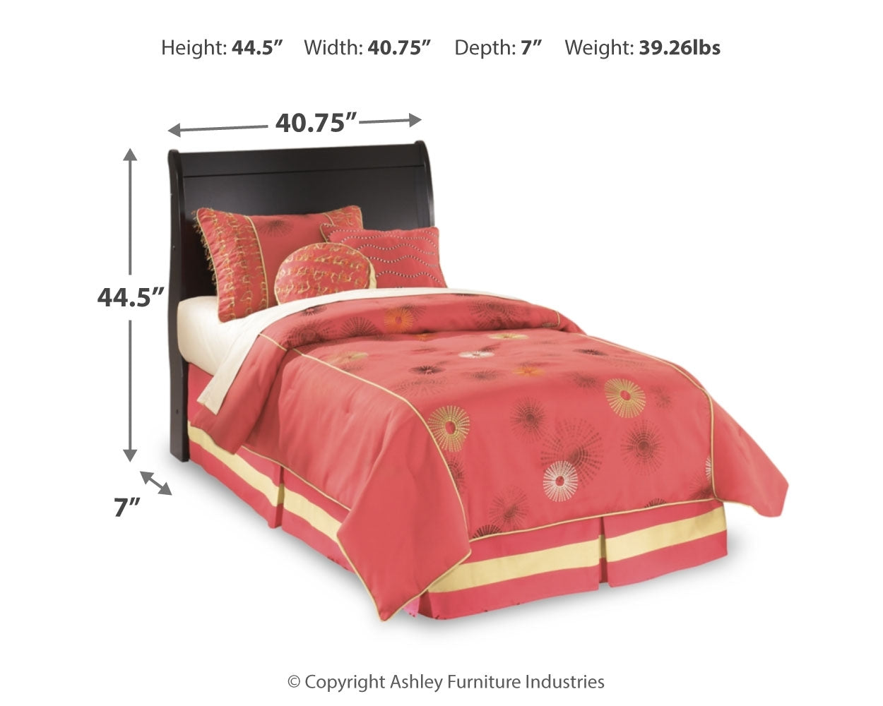 Huey Vineyard Twin Sleigh Headboard Bed with Mirrored Dresser and 2 Nightstands in Black from Ashley - Luna Furniture