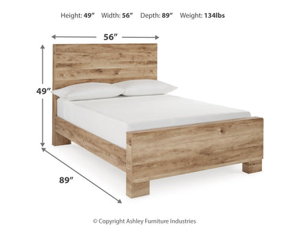 Hyanna Full Panel Bed with Mirrored Dresser and 2 Nightstands in Tan Brown - PKG015350