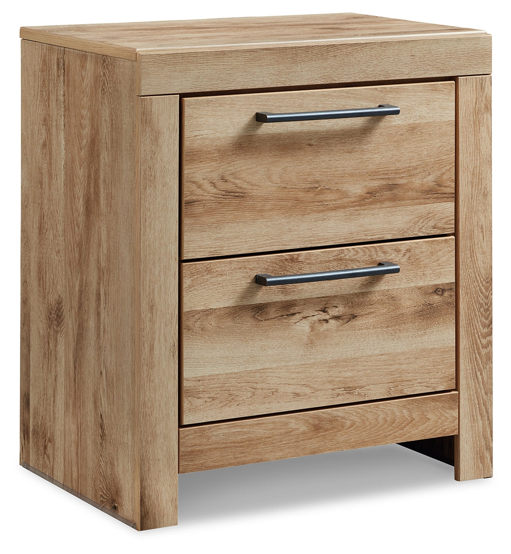 Hyanna Full Panel Bed with Mirrored Dresser and 2 Nightstands in Tan Brown - PKG015350
