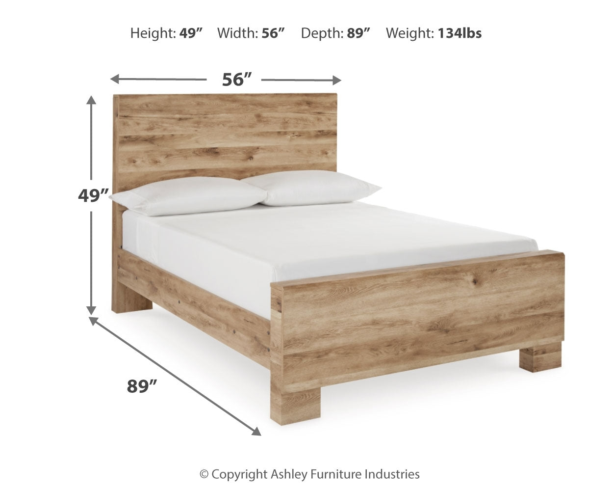 Hyanna Full Panel Bed with Mirrored Dresser, Chest and 2 Nightstands in Tan Brown - PKG015351