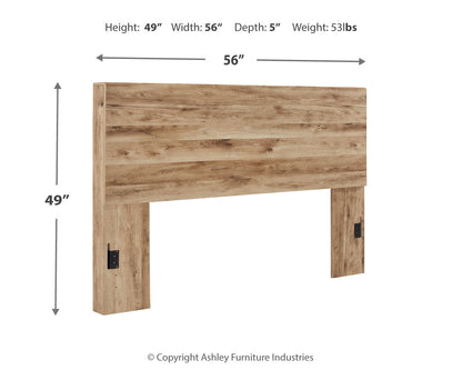 Hyanna Full Panel Headboard with Mirrored Dresser and Nightstand in Tan Brown - PKG015280