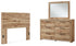 Hyanna Full Panel Headboard with Mirrored Dresser in Tan Brown - PKG015277