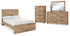 Hyanna Full Panel Storage Bed with Mirrored Dresser and Chest in Tan Brown from Ashley - Luna Furniture