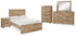 Hyanna Full Panel Storage Bed with Mirrored Dresser, Chest and Nightstand in Tan Brown - PKG015384
