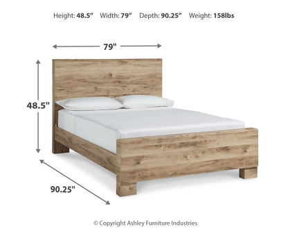 Hyanna King Panel Bed with Mirrored Dresser and 2 Nightstands in Tan Brown from Ashley - Luna Furniture