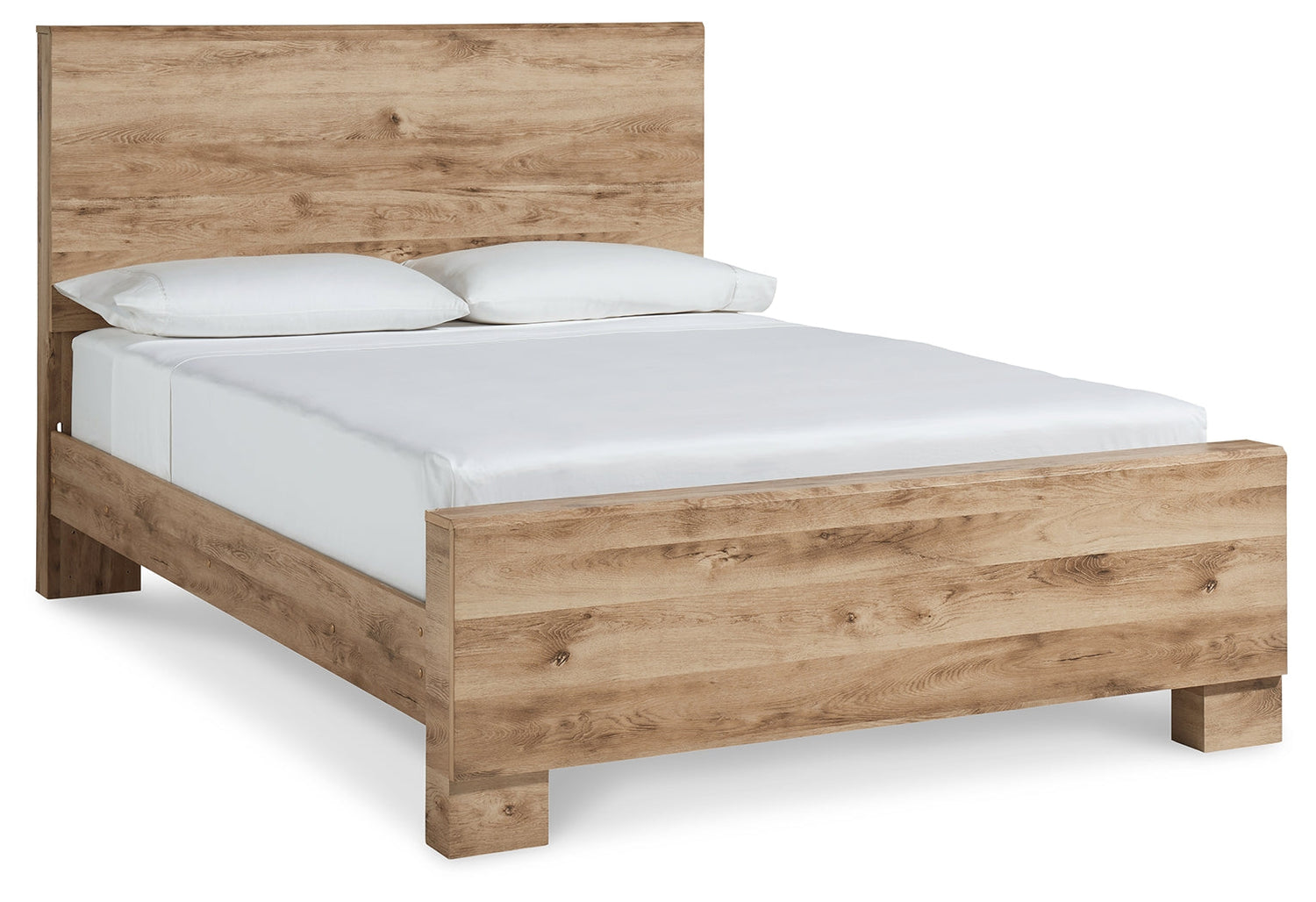 Hyanna King Panel Bed with Mirrored Dresser and 2 Nightstands in Tan Brown - PKG015320