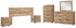 Hyanna King Panel Headboard with Mirrored Dresser, Chest and 2 Nightstands in Tan Brown - PKG015291