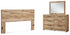Hyanna King Panel Headboard with Mirrored Dresser in Tan Brown - PKG015289