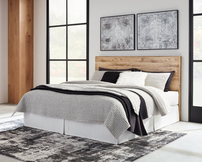 Hyanna King Panel Headboard with Mirrored Dresser in Tan Brown - PKG015289