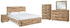 Hyanna King Panel Storage Bed with Mirrored Dresser, Chest and Nightstand in Tan Brown - PKG015330