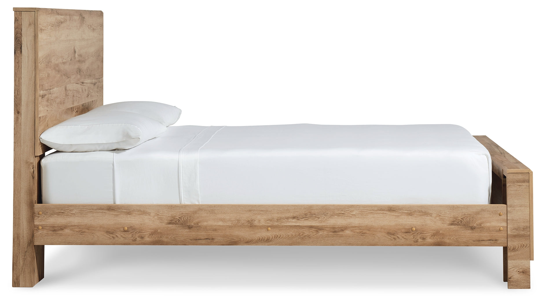 Hyanna Queen Panel Bed with Mirrored Dresser and 2 Nightstands in Tan Brown from Ashley - Luna Furniture