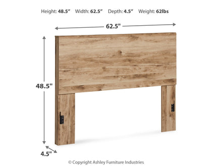 Hyanna Queen Panel Headboard with Mirrored Dresser, Chest and Nightstand in Tan Brown - PKG015288