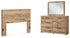 Hyanna Queen Panel Headboard with Mirrored Dresser in Tan Brown - PKG015283