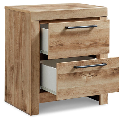 Hyanna Queen Panel Storage Bed with Mirrored Dresser, Chest and Nightstand in Tan Brown - PKG015318