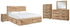 Hyanna Queen Panel Storage Bed with Mirrored Dresser, Chest and Nightstand in Tan Brown - PKG015318