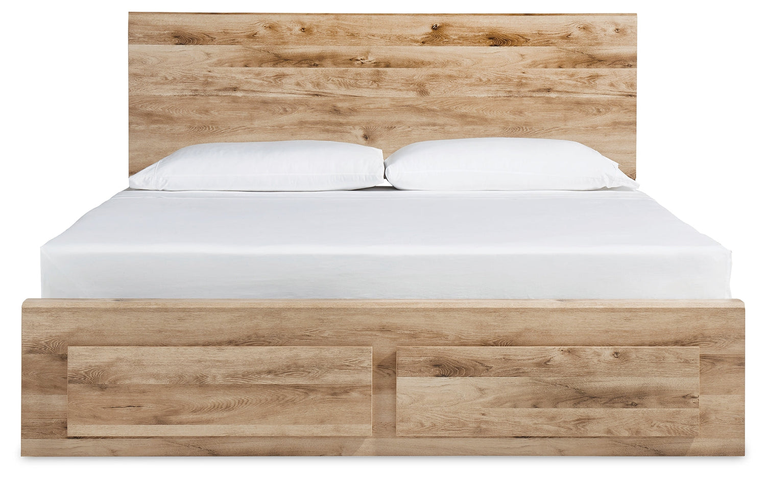 Hyanna Queen Panel Storage Bed with Mirrored Dresser, Chest and Nightstand in Tan Brown - PKG015318