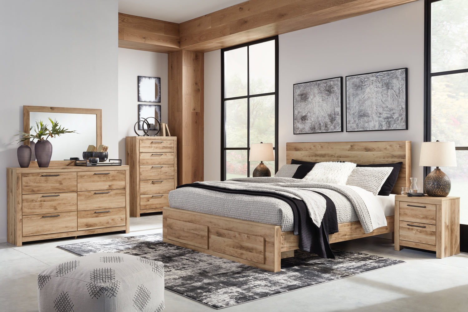 Hyanna Tan Brown Queen Panel Storage Bed and Chest - B1050B51