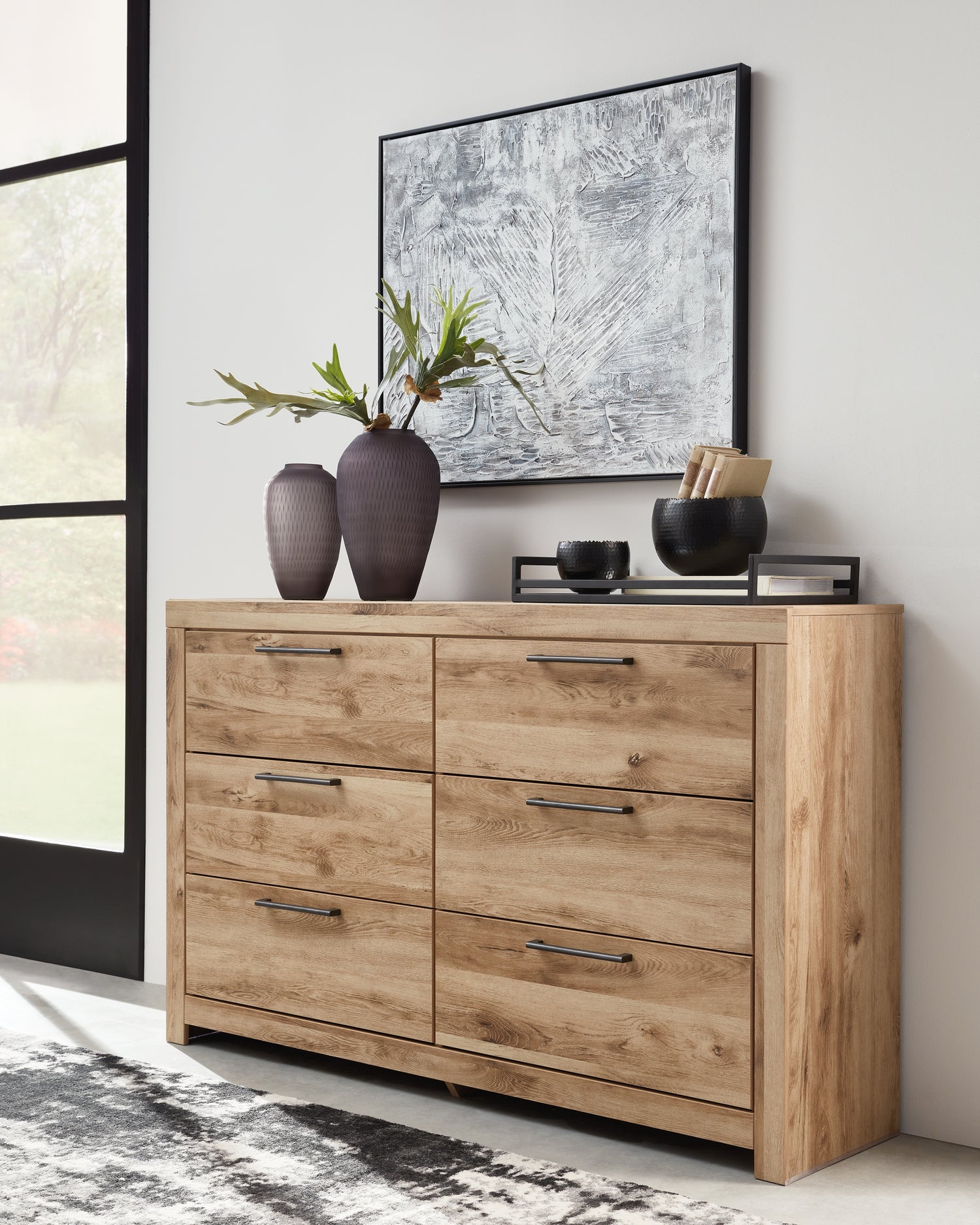 Hyanna Tan Brown Queen Storage Bed, Dresser and 2 Nightstands - B1050B52