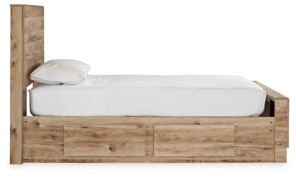 Hyanna Twin Panel Bed with Storage with Mirrored Dresser and Chest in Tan Brown - PKG015371