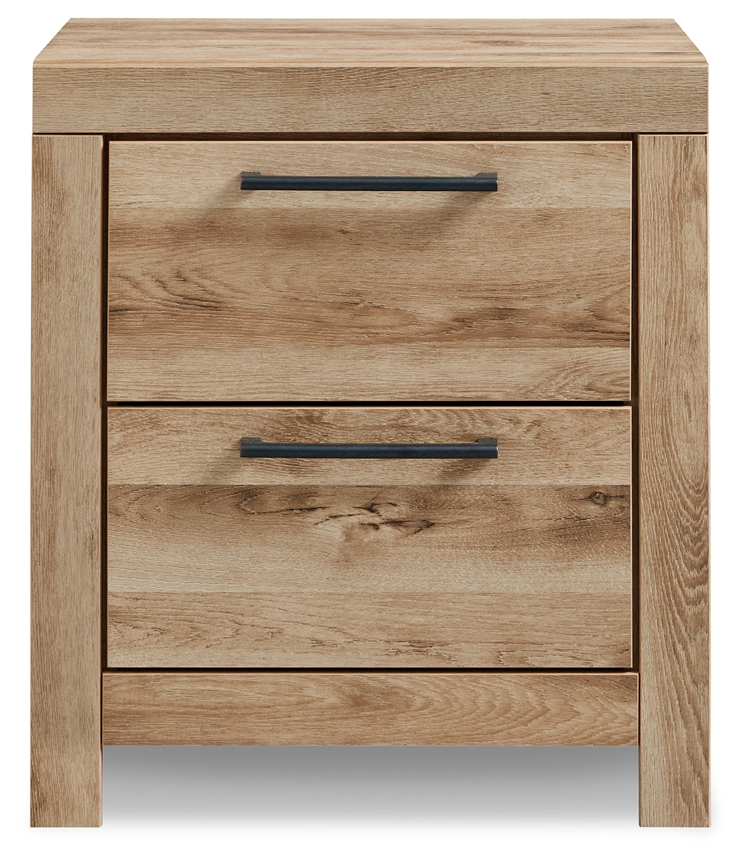 Hyanna Twin Panel Headboard with Mirrored Dresser and 2 Nightstands in Tan Brown - PKG015272