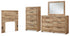 Hyanna Twin Panel Headboard with Mirrored Dresser and Chest in Tan Brown - PKG015275